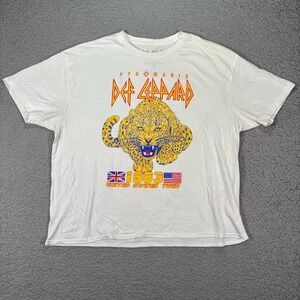 Goodie Two Sleeves Def Leppard T Shirt Size XL Womens White Short Sleeve Cotton